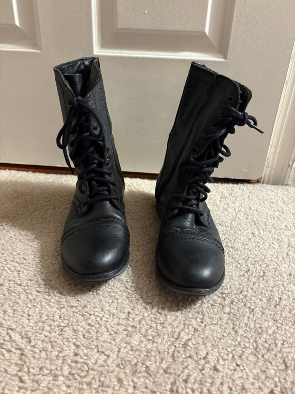 Steve Madden Black Lace-Up Combat Boots